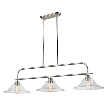 Z-Lite Annora 3 Light Island/Billiard, Brushed Nickel & Clear 428-3B-BN